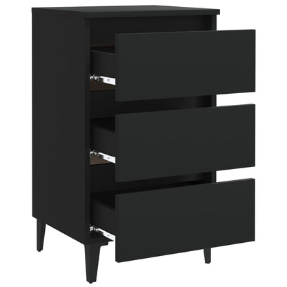 Tables de chevet avec pieds en métal 2 pcs noir 40x35x69 cm