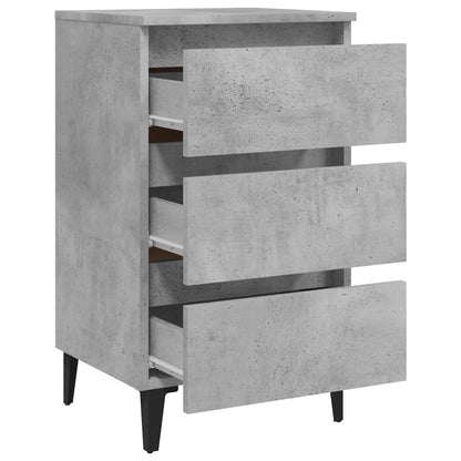 Tables de chevet pieds en métal 2 pcs gris béton 40x35x69 cm