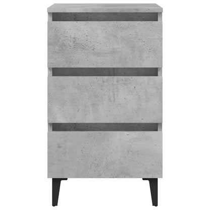 Tables de chevet pieds en métal 2 pcs gris béton 40x35x69 cm