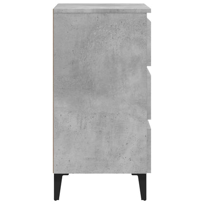 Tables de chevet pieds en métal 2 pcs gris béton 40x35x69 cm