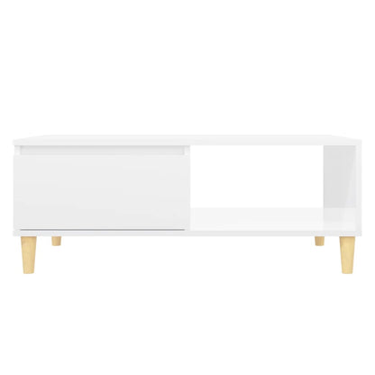 Table basse blanc brillant 90x60x35 cm bois d'ingénierie