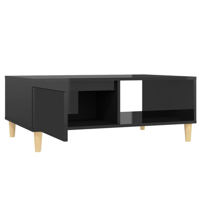 Table basse noir brillant 90x60x35 cm bois d'ingénierie