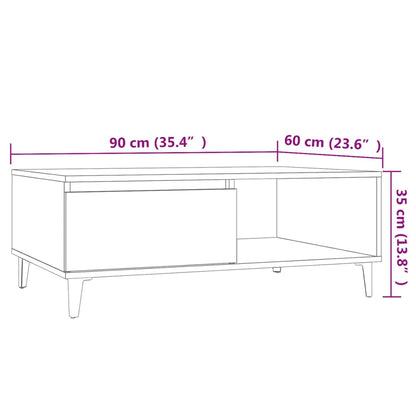 Table basse chêne sonoma 90x60x35 cm bois d'ingénierie