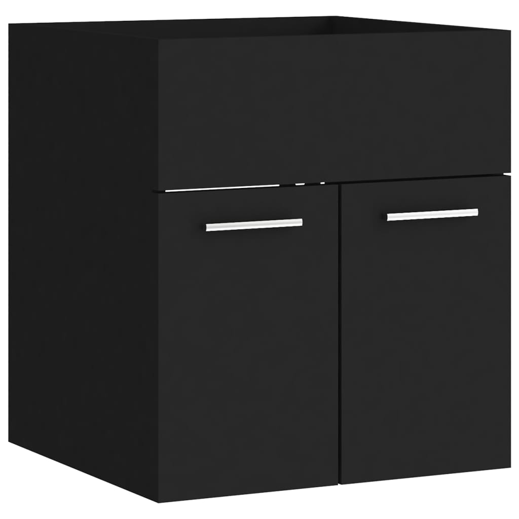 Armoire d'évier avec lavabo intégré Noir Aggloméré