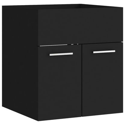 Armoire d'évier avec lavabo intégré Noir Aggloméré