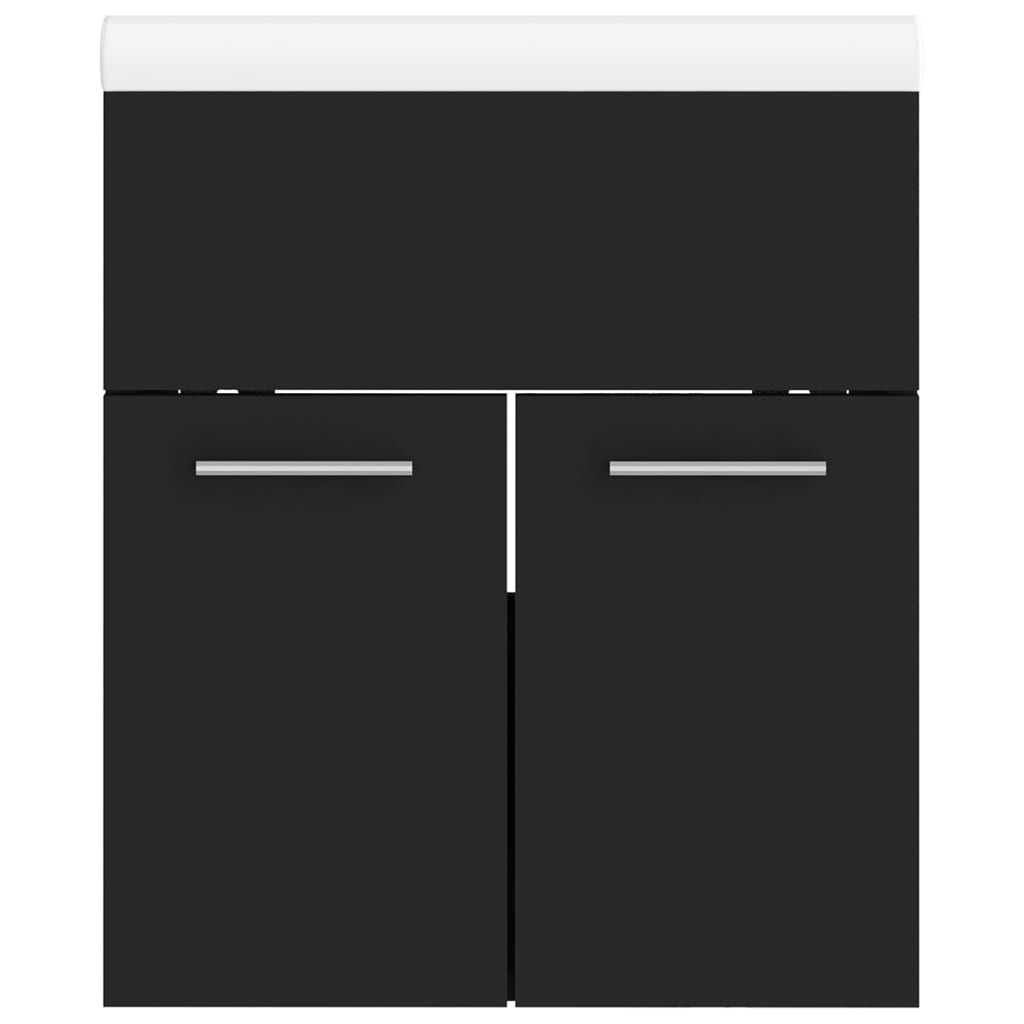 Armoire d'évier avec lavabo intégré Noir Aggloméré