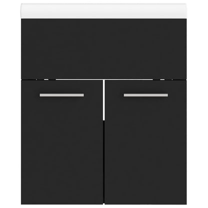 Armoire d'évier avec lavabo intégré Noir Aggloméré