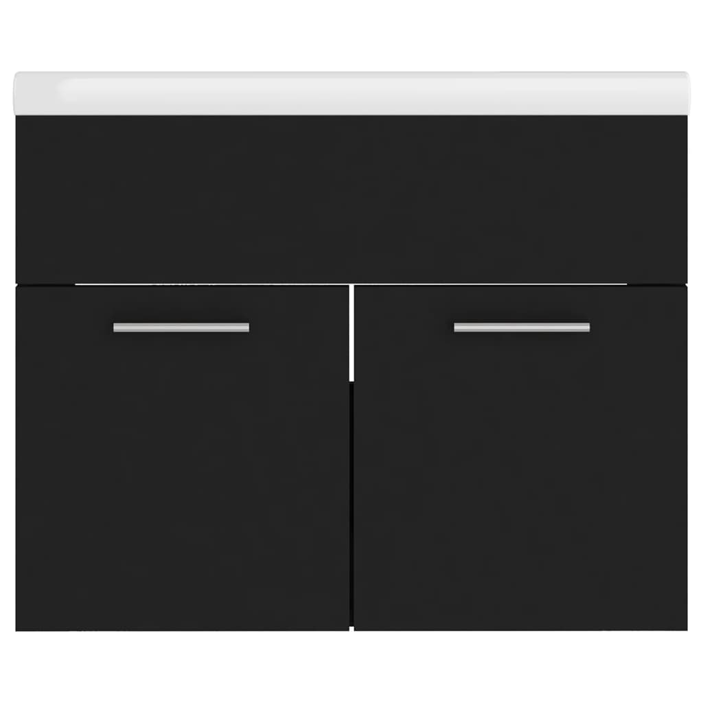 Armoire d'évier avec lavabo intégré Noir Aggloméré