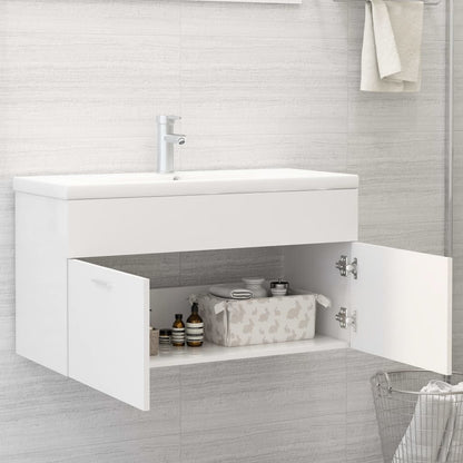 Armoire d'évier avec lavabo intégré Blanc Bois d'ingénierie