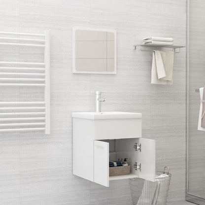 Ensemble de meubles de salle de bain Blanc brillant Aggloméré