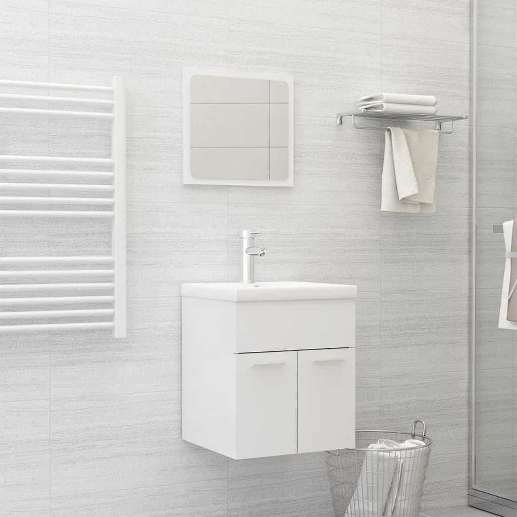 Ensemble de meubles de salle de bain Blanc brillant Aggloméré