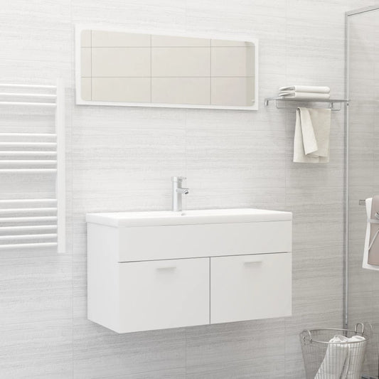 Ensemble de meubles de salle de bain Blanc Bois d'ingénierie