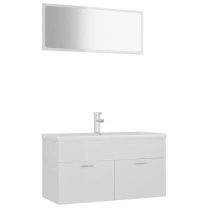 Ensemble de meubles de bain Blanc brillant Bois d'ingénierie