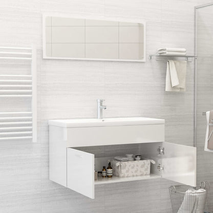 Ensemble de meubles de bain Blanc brillant Bois d'ingénierie