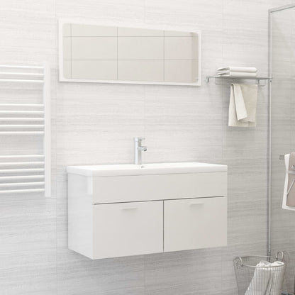 Ensemble de meubles de bain Blanc brillant Bois d'ingénierie