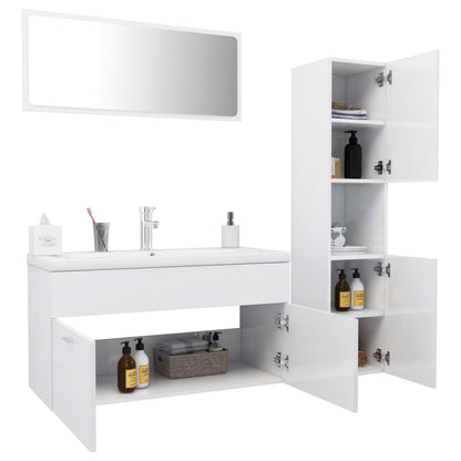 Ensemble de meubles de bain Blanc brillant Bois d'ingénierie