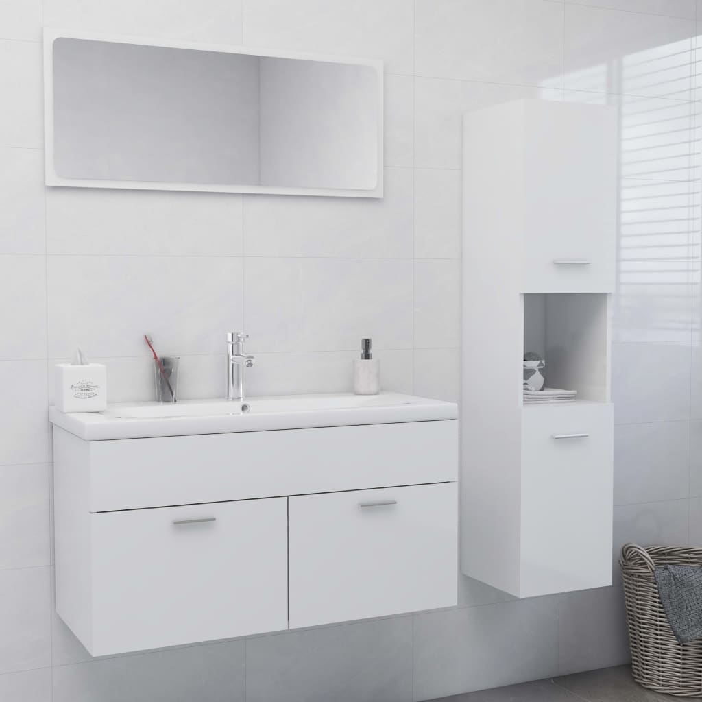 Ensemble de meubles de bain Blanc brillant Bois d'ingénierie