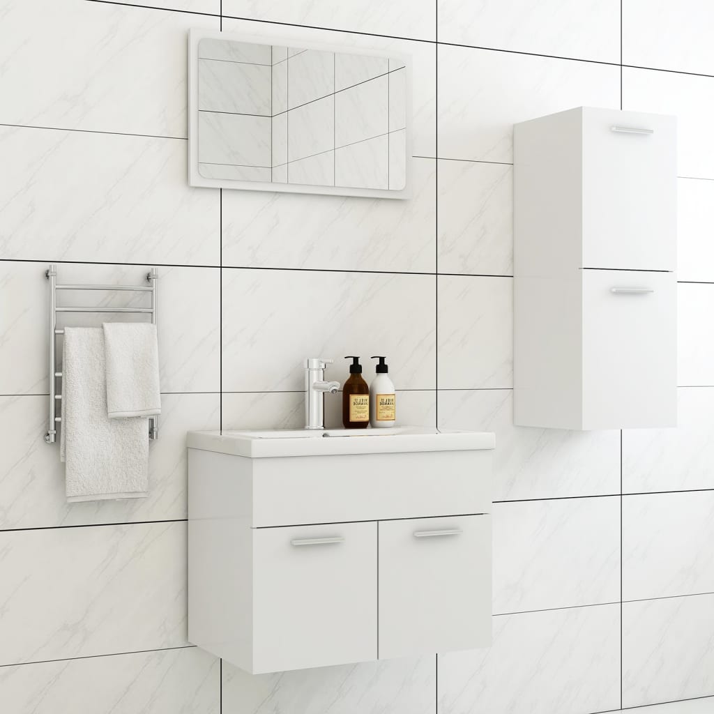 Ensemble de meubles de salle de bain Blanc Bois d'ingénierie