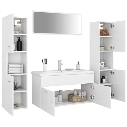 Ensemble de meubles de salle de bain Blanc Bois d'ingénierie