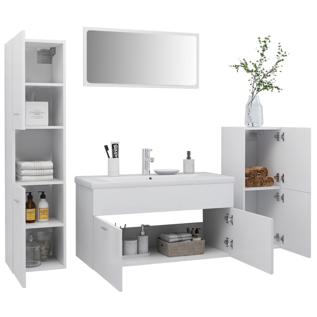 Ensemble de meubles de salle de bain Blanc Bois d'ingénierie