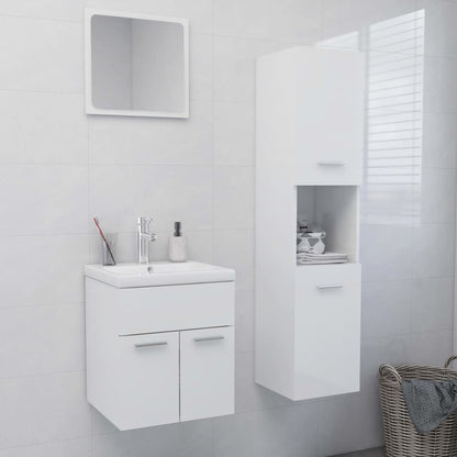 Ensemble de meubles de salle de bain Blanc brillant Aggloméré