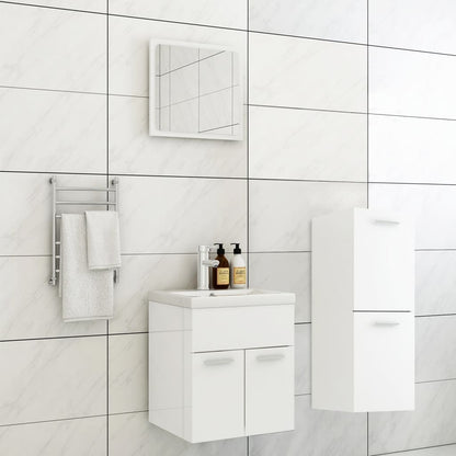 Ensemble de meubles de salle de bain Blanc brillant Aggloméré