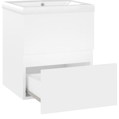 Armoire d'évier avec lavabo intégré Blanc Aggloméré