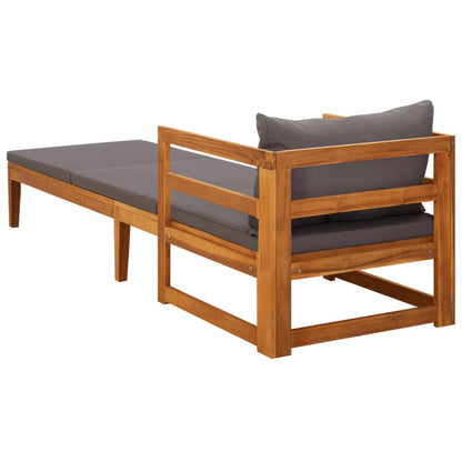 Chaise longue avec coussins gris foncé Bois d'acacia solide