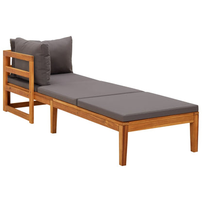 Chaise longue avec 1 accoudoir Gris foncé Bois d'acacia solide