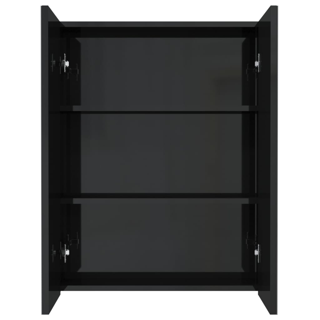 Armoire à miroir de salle de bain 60x15x75 cm MDF Noir brillant