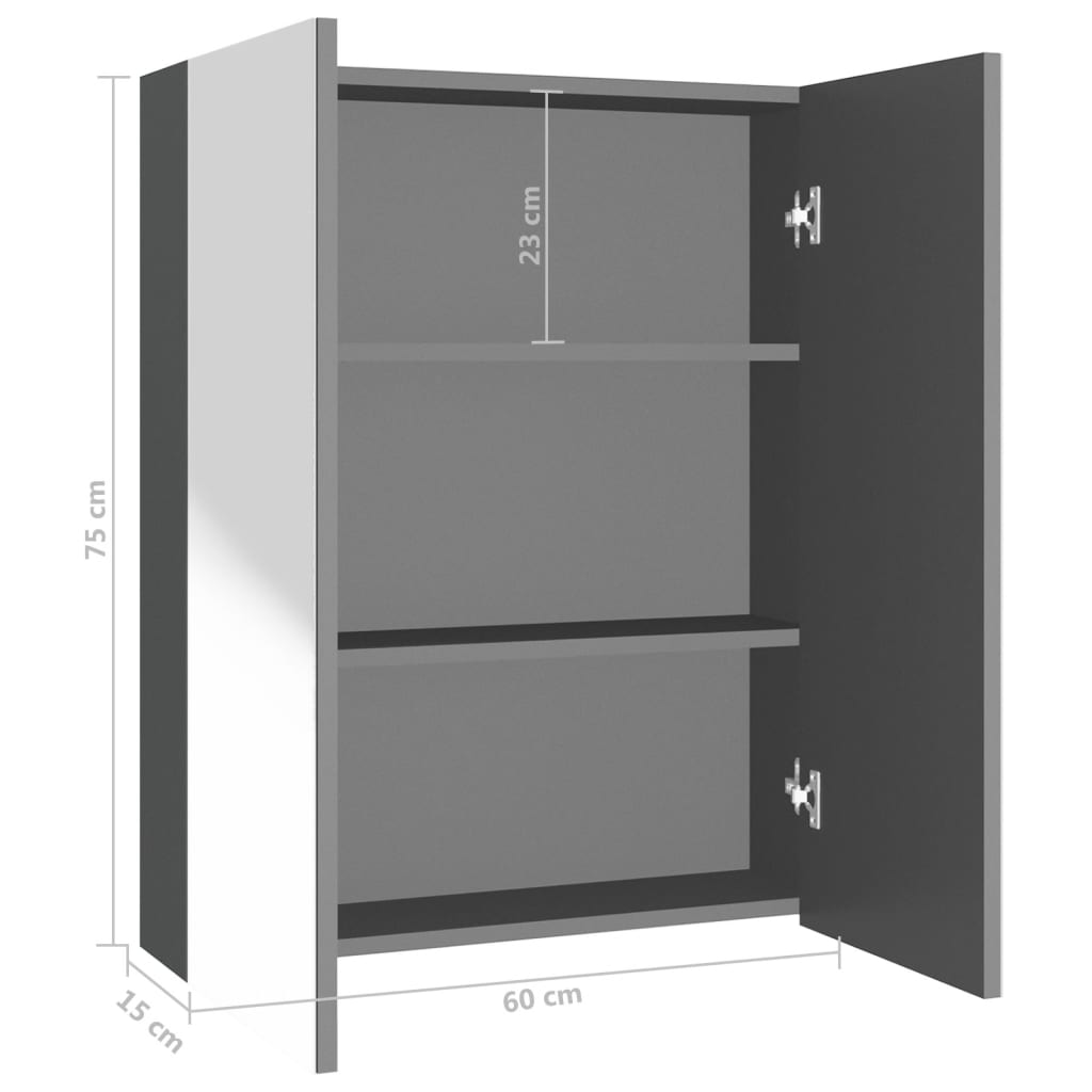 Armoire à miroir de salle de bain 60x15x75 cm MDF Anthracite