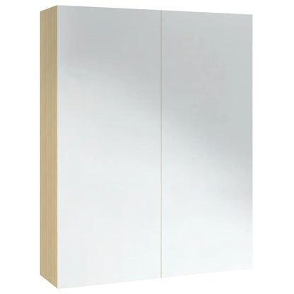 Armoire à miroir de salle de bain 60x15x75cm MDF Blanc et chêne