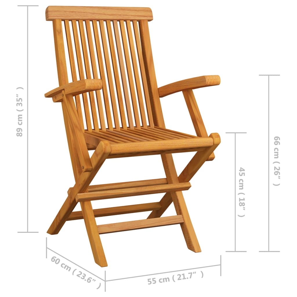 Chaises de jardin avec coussins crème lot de 8 Bois teck massif