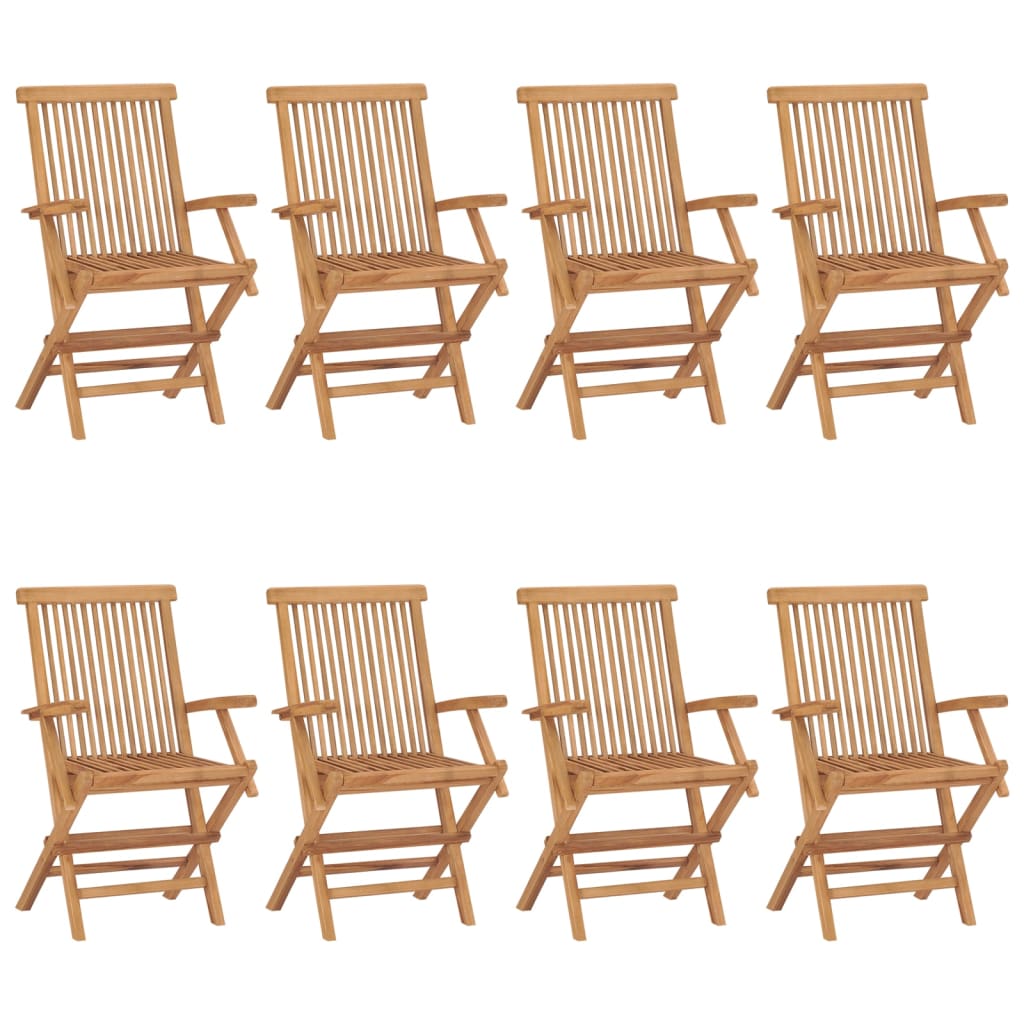 Chaises de jardin avec coussins anthracite lot de 8 Teck massif