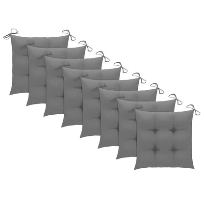 Chaises de jardin avec coussins gris lot de 8 Bois teck massif