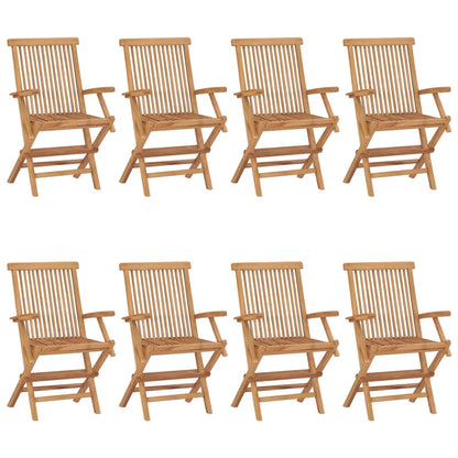 Chaises de jardin avec coussins bordeaux lot de 8 Teck massif