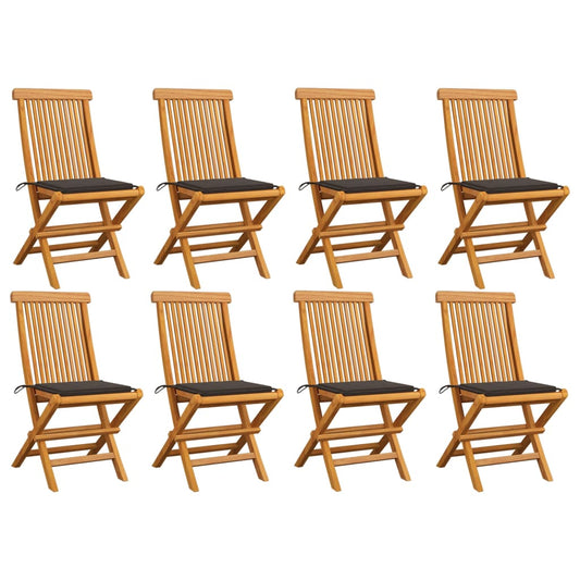 Chaises de jardin et coussins taupe lot de 8 Bois teck massif