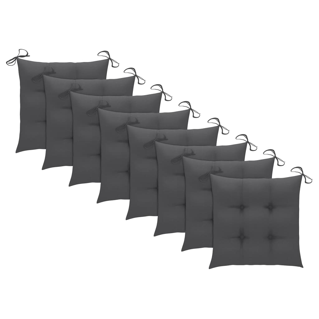 Chaises de jardin avec coussins anthracite lot de 8 Teck massif