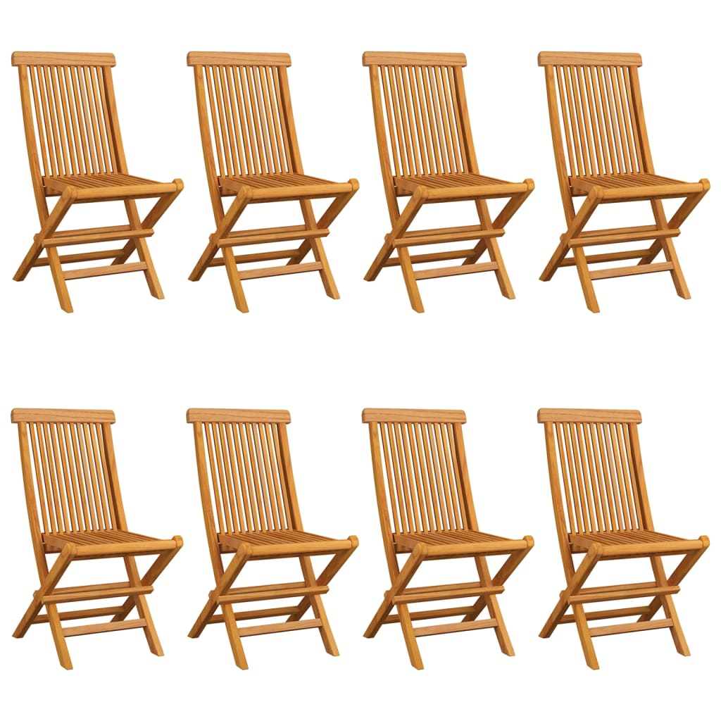 Chaises de jardin et coussins gris lot de 8 Bois de teck massif