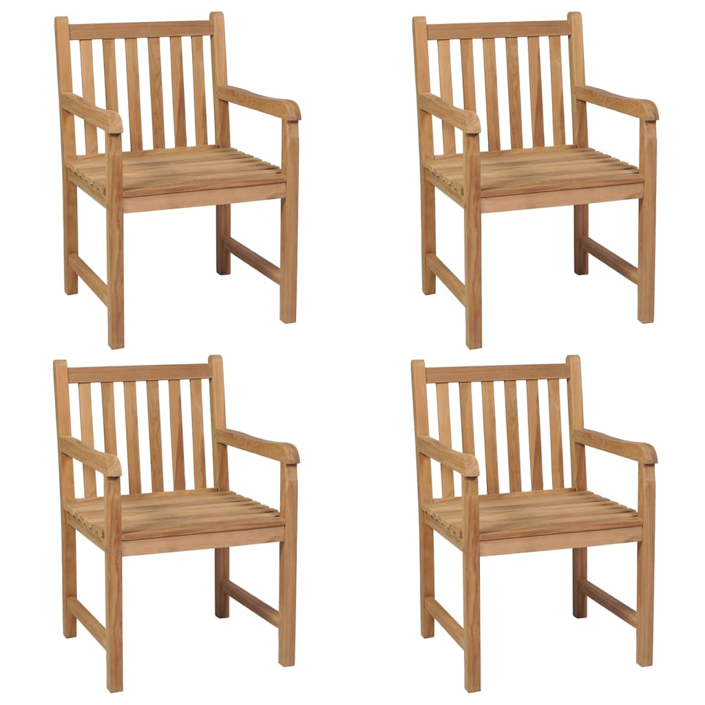 Chaises de jardin lot de 4 et coussins gris Bois de teck solide