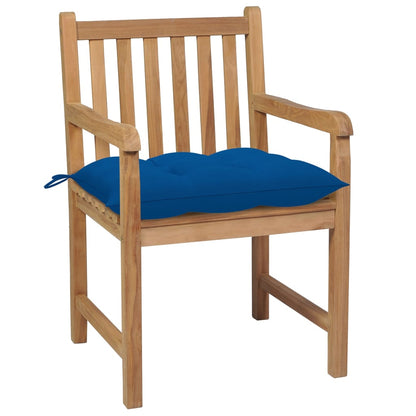 Chaises de jardin lot de 4 et coussins bleu Bois de teck solide