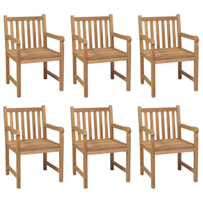 Chaises de jardin lot de 6 et coussins gris Bois de teck solide