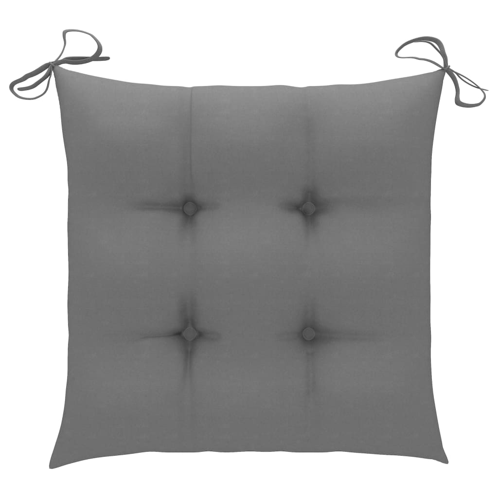 Chaises de jardin lot de 6 et coussins gris Bois de teck solide