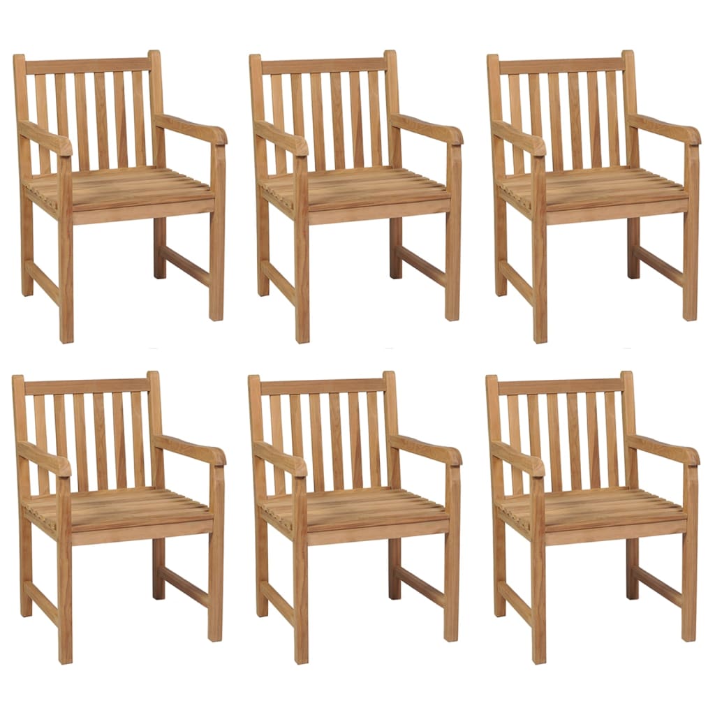 Chaises de jardin lot de 6 et coussins blanc crème Teck solide