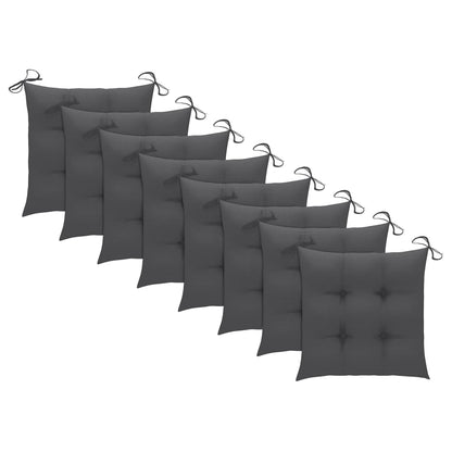 Chaises de jardin lot de 8 avec coussins anthracite Teck solide