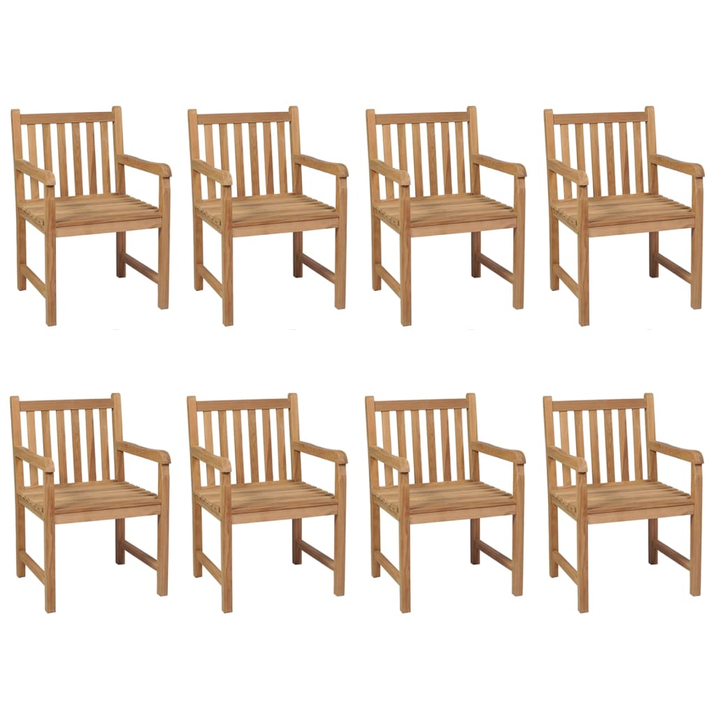 Chaises de jardin lot de 8 avec coussins gris Bois teck solide