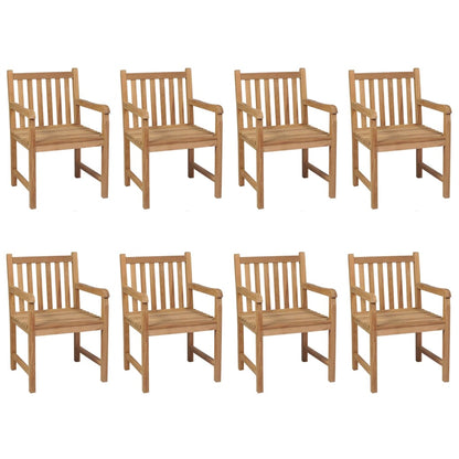 Chaises de jardin lot de 8 avec coussins beige Bois teck solide