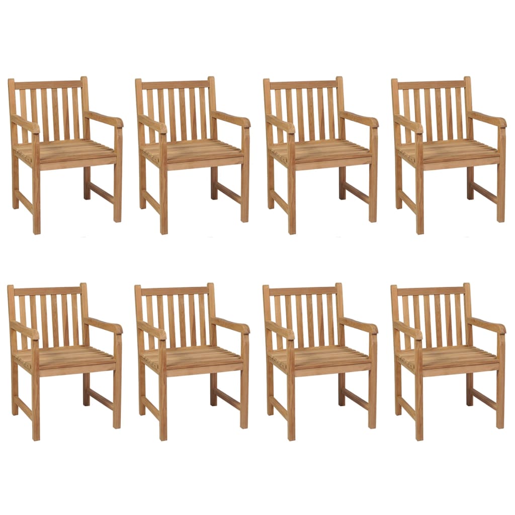 Chaises de jardin lot de 8 avec coussins bleu Bois teck solide