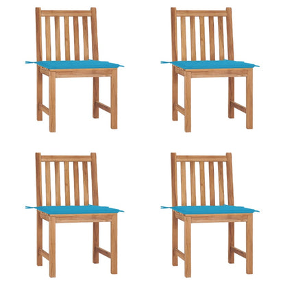 Chaises de jardin lot de 4 avec coussins Bois de teck massif