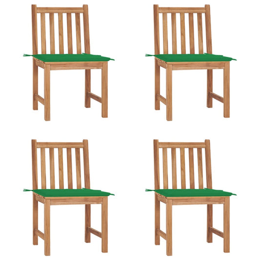 Chaises de jardin lot de 4 avec coussins Bois de teck massif